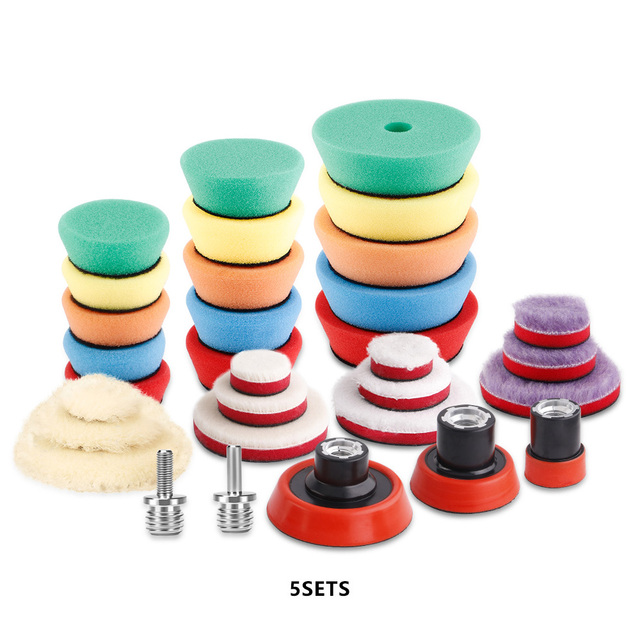 (Wholesale 1 Set & 5 Sets) SPTA 32pcs 1"/2"/3" T-Shape Car Detail Polishing Polishing Pads for Car Polisher Electric Drill