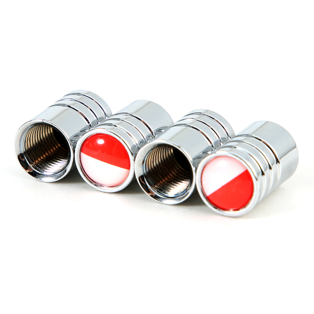 DSYCAR 4Pcs/Set Car Styling Alloy Material National Flag Pattern Style Car Tire Valve Caps Wheel Tires Tire Stem Air Cap