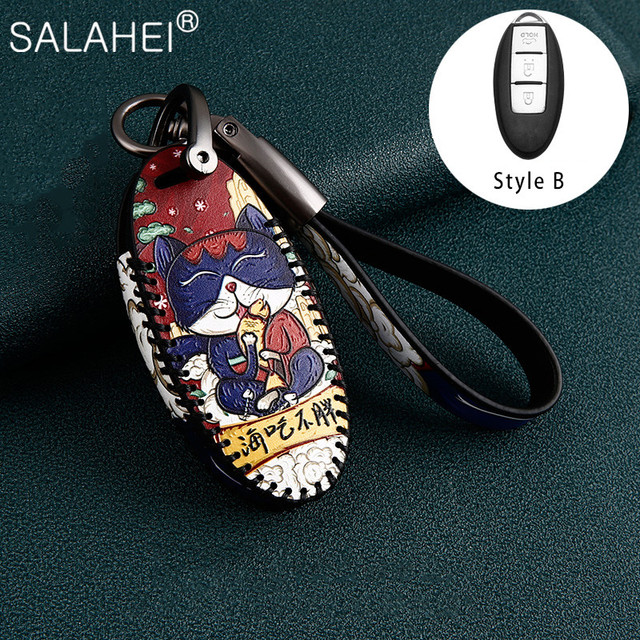 Leather Car Key Case For Infiniti Q50 QX60 Nissan Qashqai Juke J10 J11 X-Trail T32 T31 Kicks Tiida Pathfinder Note Design