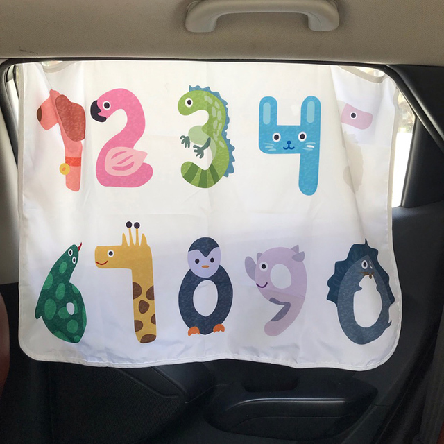 Cartoon Car Side Window Solarium Kids Early Learning Animal and Fruit Pattern Child Cognitive Windshield Sunshade Window Cover