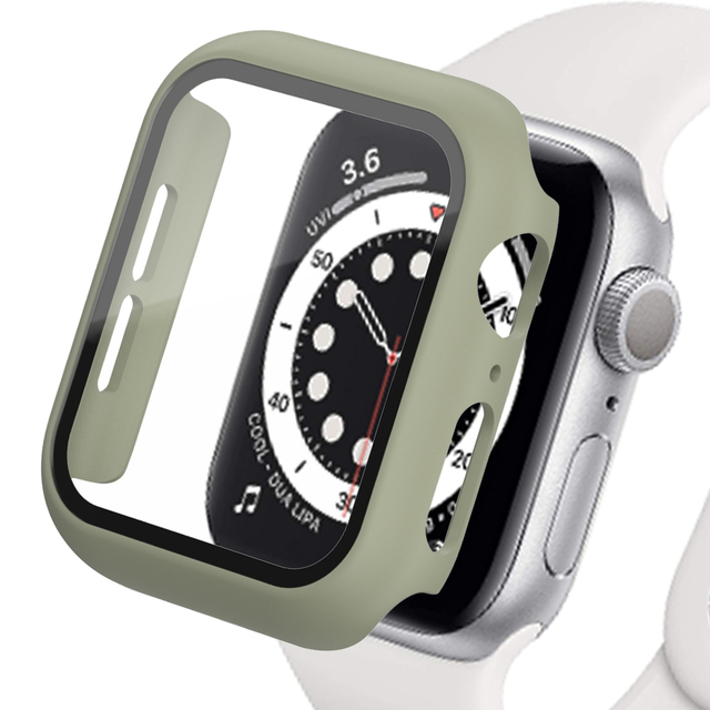 360 كامل الوفير الزجاج حامي الشاشة حالة غطاء ل أبل ووتش سلسلة 7 6 5 4 3 2 1 SE Applewatch IWatch 41 مللي متر 45 مللي متر 44 مللي متر 42 مللي متر