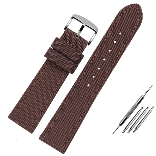 Canvas Leather Bottom Watch Band Replacement For Tissot For Seiko Nylon Strap For Timex Watch Accessories 18mm 20mm 21mm 23mm