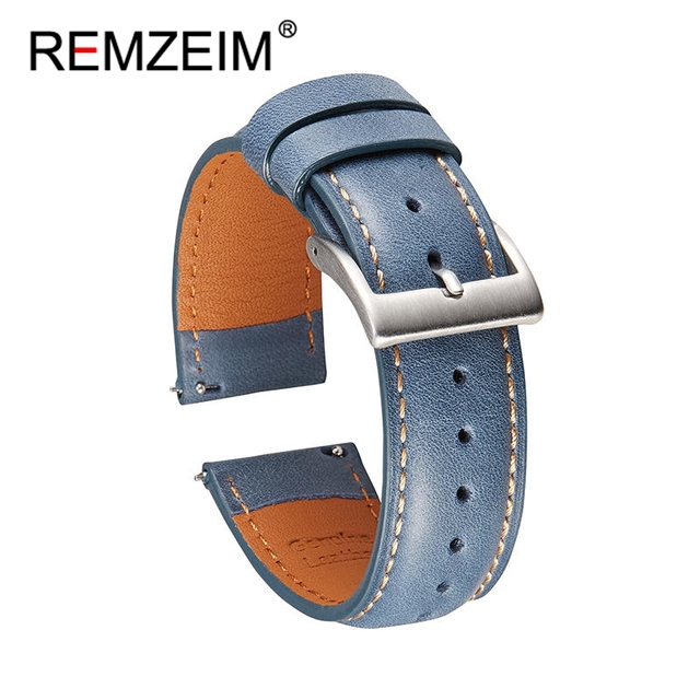 Calf leather watch strap 20mm 22mm quick release watchband for women men watch accessories solid buckle blue red green