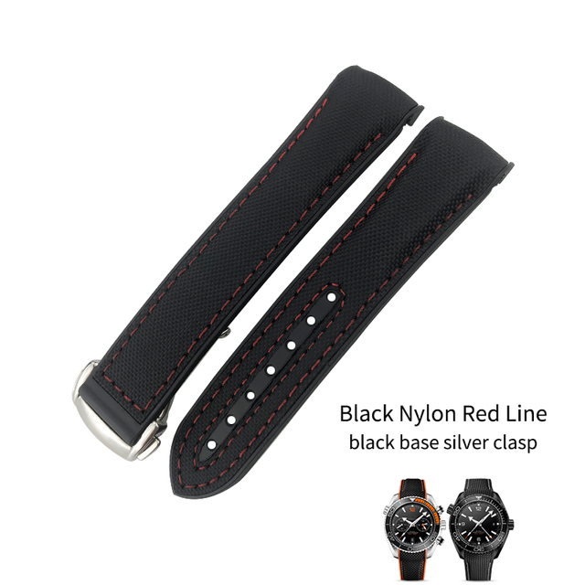 20mm 21mm 22mm Nylon Rubber Leather Watch Band Fit For Omega 300 Planet Ocean 600 Black Canvas Orange Silicone Strap