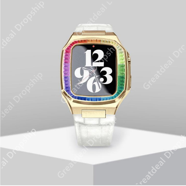 Diamond Luxury Watch Case For Apple Watch SE 44mm Stainless Steel Metal Mod Cover For IWatch SE 5 4 Series Mod Kit GEM