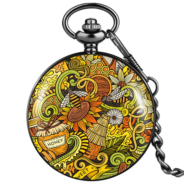 custom souvenir leisure men women quartz pocket watch with thick chain ocean world style unique unisex watches gift for friend