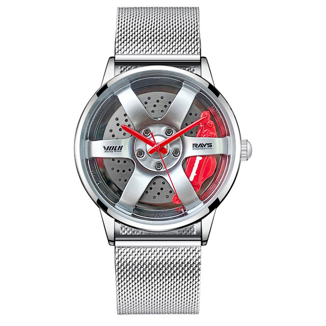 3D Spinning Unique Model Rim Watch Hub Custom Design Sports Car Frame Watch Waterproof Creative Men's Watch Wheel Wristwatch Clock