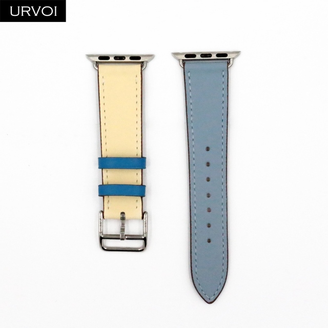 URVOI One Round Ring For Apple Watch 7 6 SE 5 4 3 Strap For iwatch Luxury Strap Genuine Swift Handmade Leather Ring Nior Black