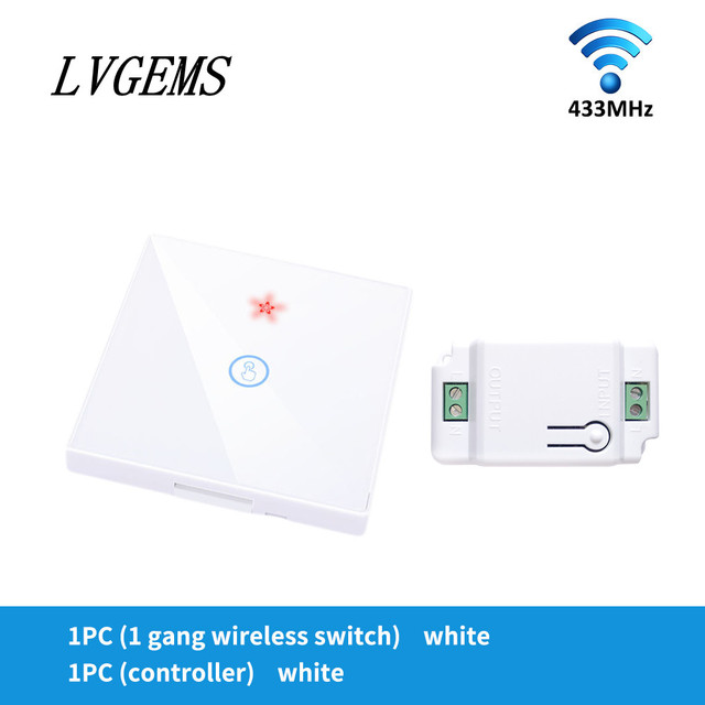 Wireless Switch with Touch Glass Panel, 1/2/3 Button, RF433Mhz, Smart Home Improvement, Wireless Remote Control, Controller, 90-240V