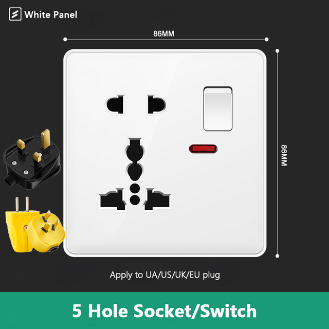 Avoir Matte White Wall Light Switch Universal Electrical Socket With Switch 220V Power Push Button Sockets And Switches