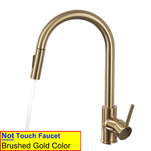 Touch On Kitchen Faucet With Pull Down Sprayer, Touch On Kitchen Sink Stainless Steel Faucet Hot Cold Sensor Kitchen Mixer Tap