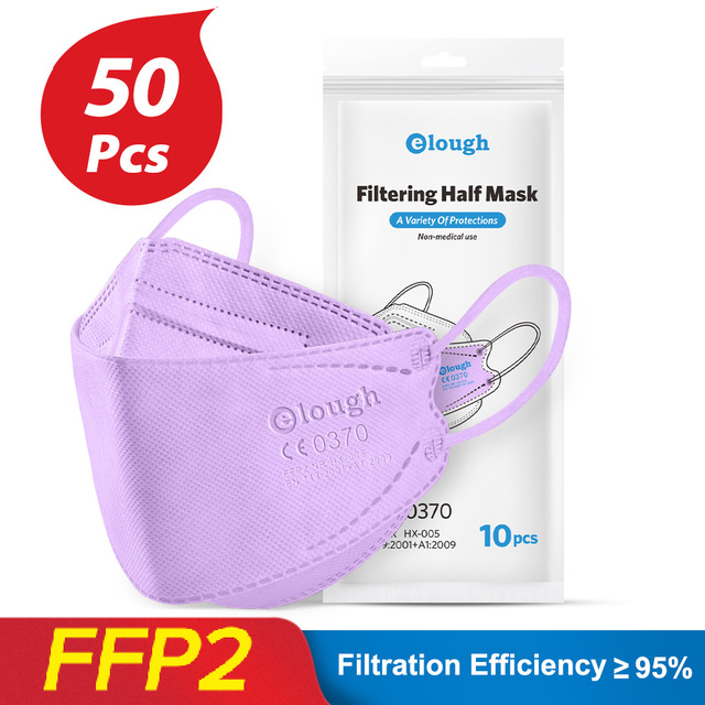 Elough FFP2 CE 0370 Mascarillas FPP2 Homologadas Europa KN95 Mask Fish Shape Mascarilla FP2 FFP 2 Masken Adult FFP2mask 4 Layers