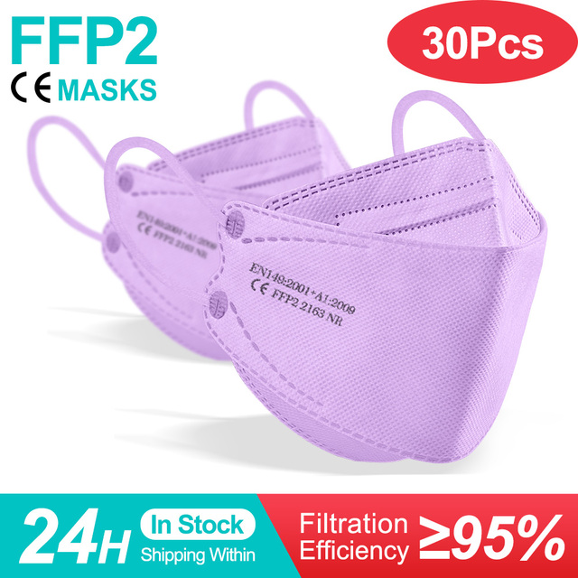 10-100 قطعة FFP2 قناع KN95 قناع السمك الكبار Mascarillas ffp2reuse zable واقية تنفس تصفية ffp2fan شهادة fpp2fan