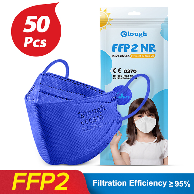 Elough KN95 Mascarillas Niños FFP 2 الأسماك الأطفال FPP2 أقنعة Resuable Mascarilla FFP2 Infantil Homologada 4 طبقات FFP2Mask الاطفال