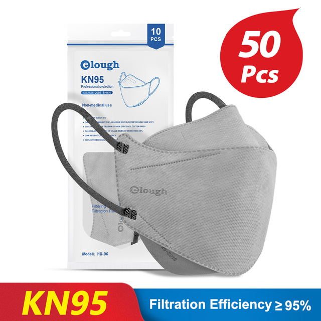 KN95 قناع 4 طبقات سلامة KN95 أقنعة غبار FFP2 تنفس تصفية FFP2Mask الوجه قناع واقٍ الغبار FFP2 FFP3