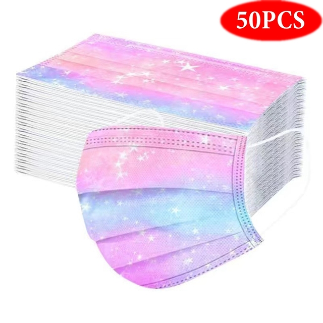 10-100pcs Adult Face Mask Fashion Colorful Printed Disposable Mouth Mask 3 Layer Anti-Dust Earpiece Protective mascarillas masque