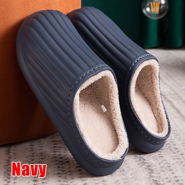 Hot Waterproof Non-slip Home Slippers Men Winter Warm Women Indoor Non-slip Ladies Soft Slippers Memory Foam Couples Shoes