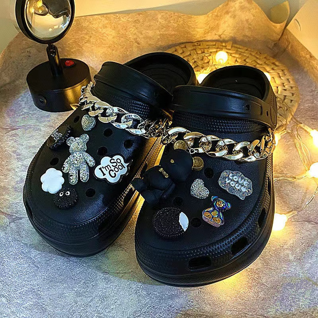 Cute Crocs Charms Luxury Designer Rhinestone Bling Pearl Chain for Croc Shoe Flower Accessories Gift for Clog Girl