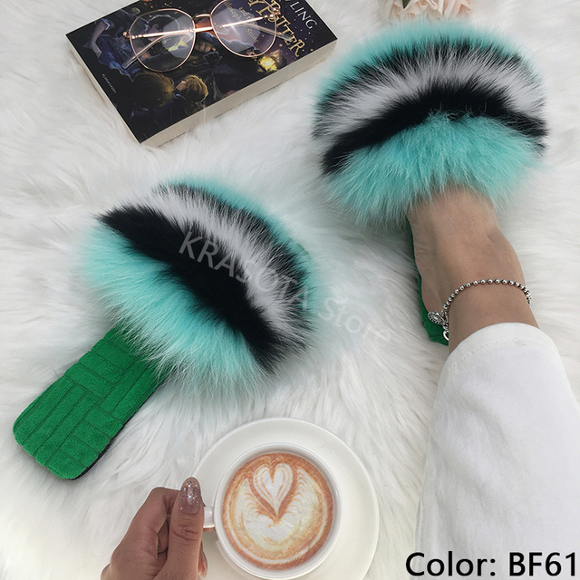 Summer Women Slippers Cotton Fabric Real Fur Flip Flops Fancy Sandals Ladies Faux Fur Slippers 2022 Home Shoes Woman