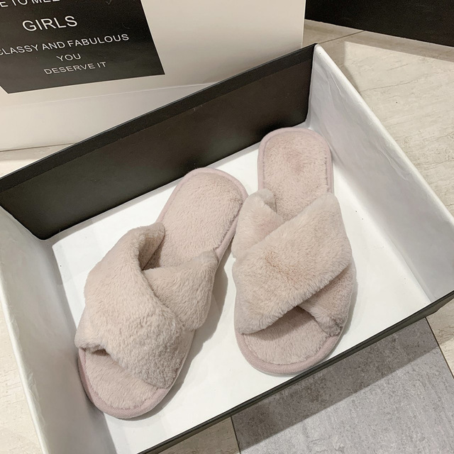 Women Shoes Soft Short Plush Different Styles Comfortable Women Slippers Open Toe Indoor Women's Shoes Furry Luxury Home Slippers