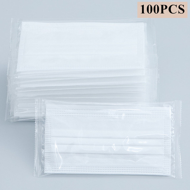 10/100/200/400pcs Disposable Adult Mask 3-Layer Non-woven Meltblown Mask Individually Wrapped Mask Black Filter Mask Face Masks