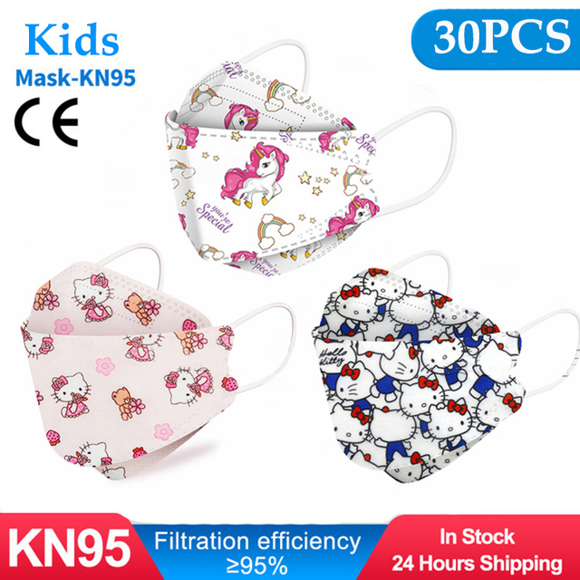 Kn95 Masks Kids fpp2 Approved Mask for Baby Fish Printed Cartoon Mouth Mask KN95 Mascarilla Infantil kf94fan ffp2fan Ninos