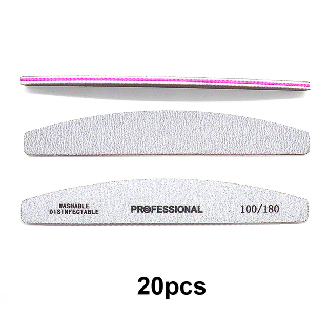 20/25/30/50/75pcs Gray Manicure Acrylic Professional Nail Files 80 100 180 Grit Double Sided Nails Art Tools (7.01 * 1.1in)