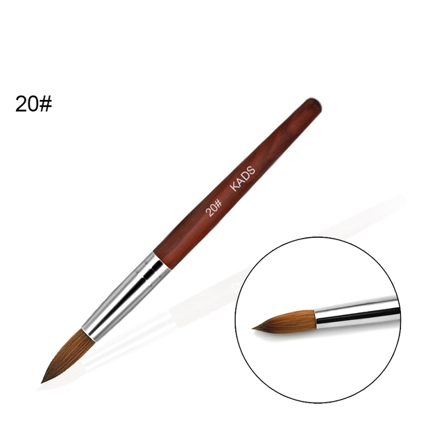 1pc Kolinsky Sable Acrylic Brush UV Gel Carving Brush Pen Liquid Powder DIY Nail Drawing Flat Round Red Wood Nail Art Brush