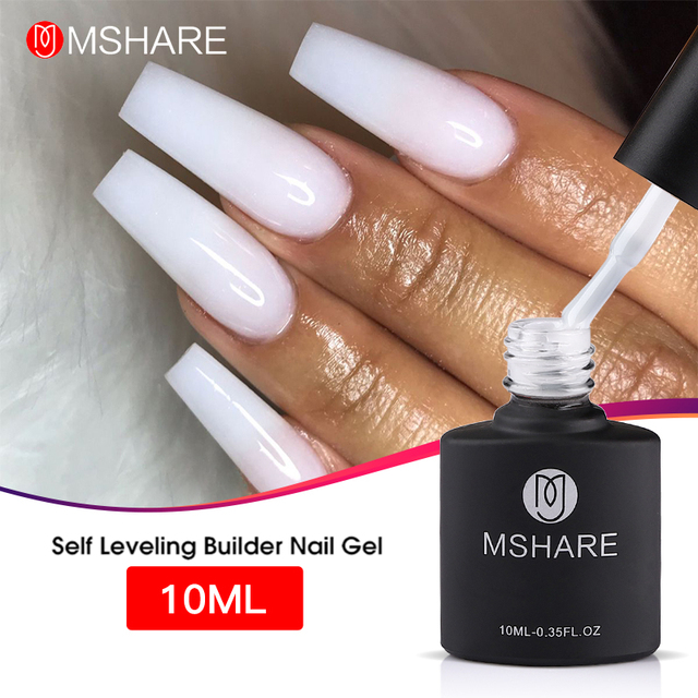 MSHARE Strengthening Gel Self Leveling Builder Nail Apex and C-Curve Builder Reinforcement Alignment Base Top Soak Off 10ml in Bottle