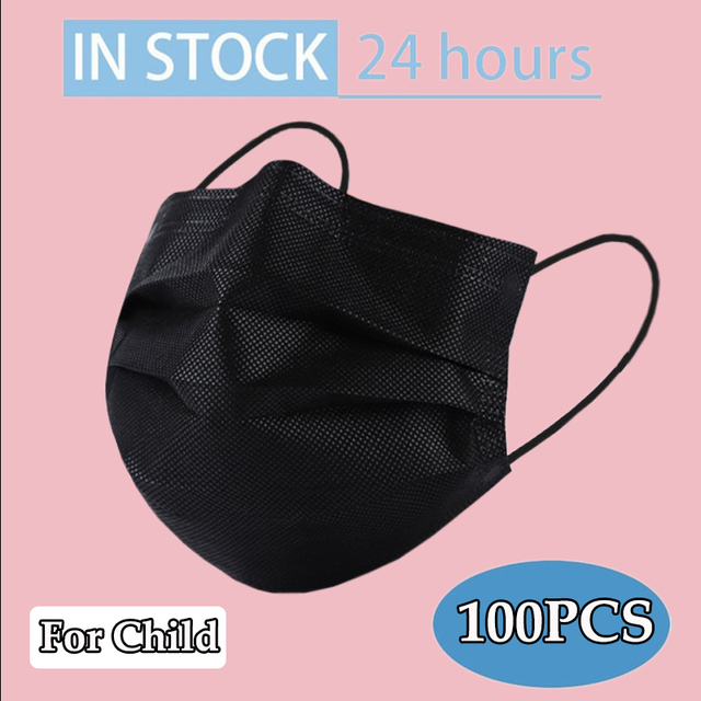 100/200pcs Disposable Kids Masks Cartoon School Bag 3-Layer Non-woven Dust Mask Disposable Child Black Mask Children's Masks