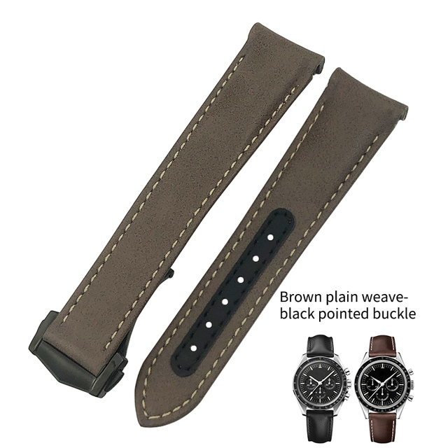 Curved End Real Cow Leather Watchband 20mm 19mm 21mm Fit For Omega Aqua Terra AT150 Seamaster Diver 300M Soft Watch Strap