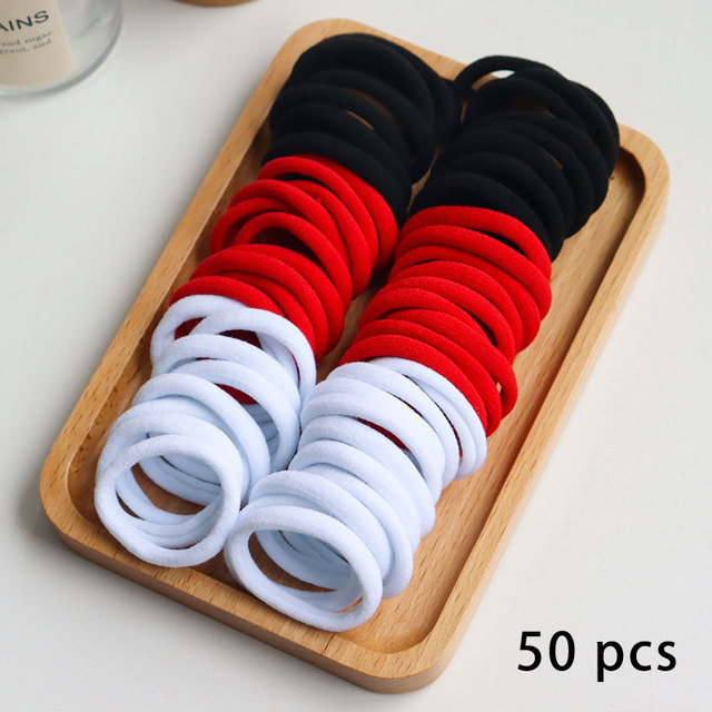 50pcs Girls Solid Color Big Rubber Band Ponytail Holder Gum Headwear Elastic Hair Bands Korean Girl Hair Accessories Ornaments