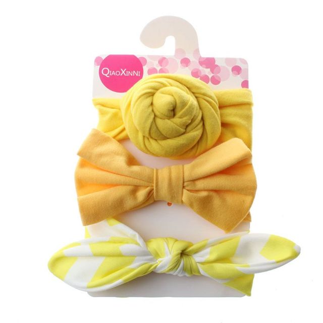 3pcs/set Baby Girls Lovely Bow Hairband Elastic Wide Headband Stretch Knot Headbands Turban Headdress Clothes Accessory