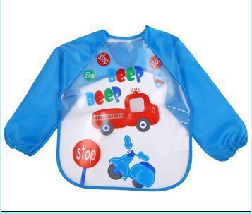 Baby Bandana Bibs Cute Cartoon Colorful Bibs Waterproof Infant Eating Children Sketch Long Sleeve Apron Baby Self Feeding Bib