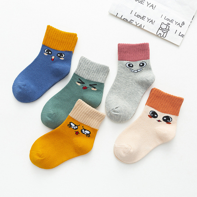 5pairs/lot Autumn Winter Children Cartoon Bear Socks Baby Cute Trendy Cotton Print Socks Comfortable Girls Boys Sports Socks Hot