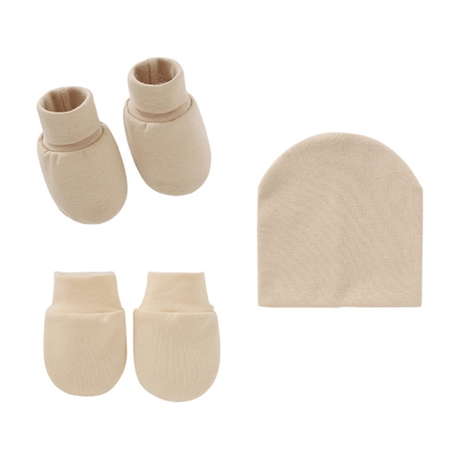 Baby Newborn Face Protection Scratch Gloves Warm Cover Sets Infant Anti-scratch Knitted Cotton Gloves Hat Set