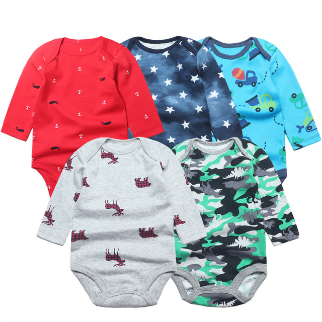 3/4/5pcs Baby Spring Autumn Outerwear Long Sleeve 100% Cotton Boys Girls Clothes Newborn 0-24 Months Clothes