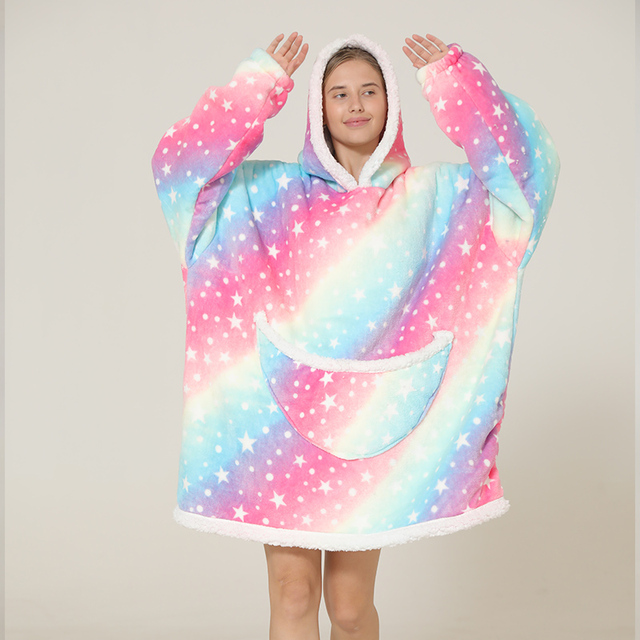 Family Hoodie Oversized Homewear Fleece Warm Sherpa Blanket Girls Thick Sleepwear, If You Need Two Sweatshirt, Please Order Two
