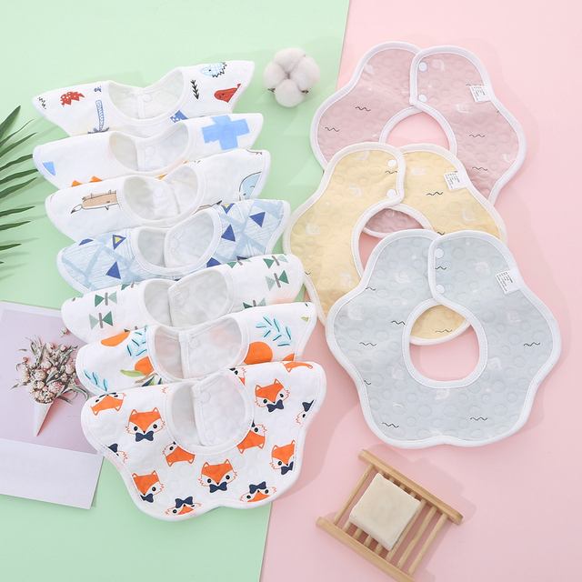 1pc Cute Boy Girls Lace Bibs Soft Cotton Adjustable Lace-up Baby Bib Burp Cloths For Babies Feeding Saliva Towel