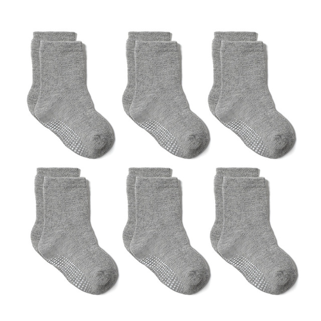 Boys and Girls 6 Pairs Socks 0-6 Years, Cotton, Kids, Non Slip, Short Cut, Elastic Grips, Four Seasons