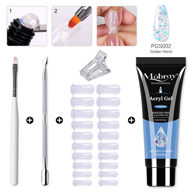 Mobray Poly Nail Gel Set All For Quick Extension Nail Manicure Set Gel Cuticle Pusher Finger Extension Template Nail Tool Kit