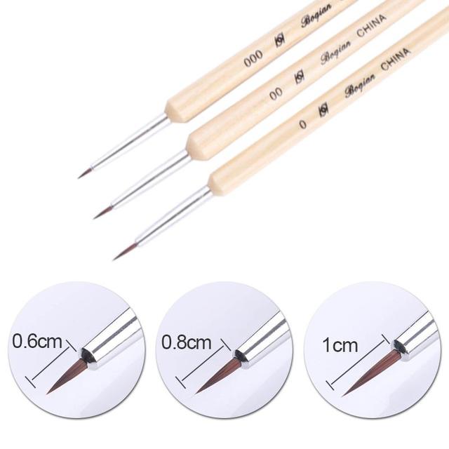 3pcs Nail Art Liner Brush Set Acrylic French Tape Tips Manicure Ultra-thin Line Drawing Pen UV Gel Brushes Painting Tools