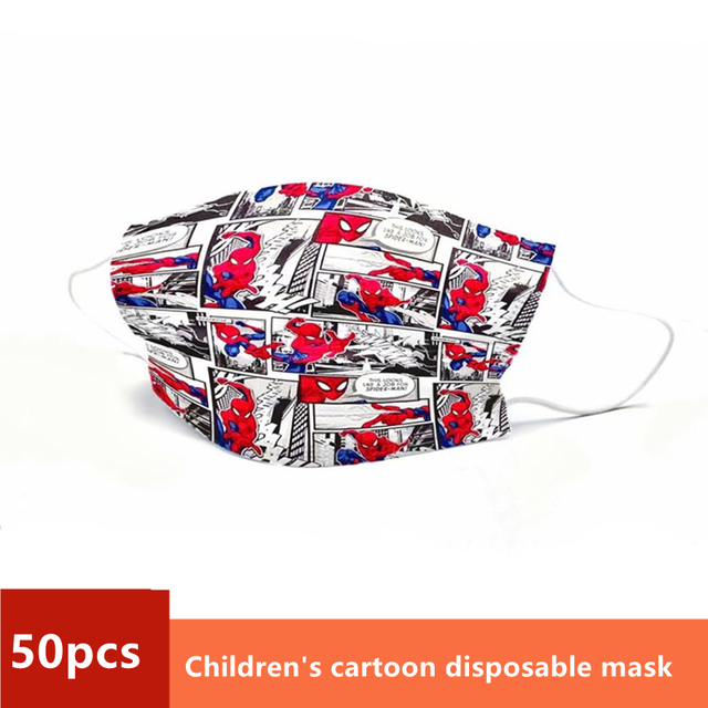 Disney Children's Mask Spider-Man Marvel Avengers Character Disposable Face Mask Cartoon Hero Pattern Lilo and Stitch Pixar Dust Cover