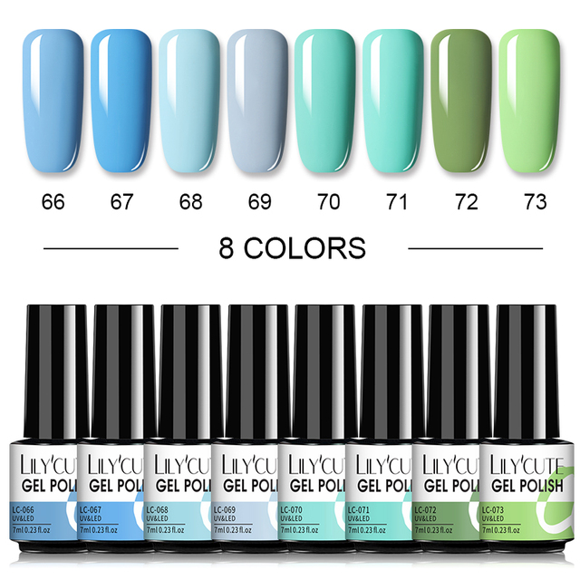 LILYCUTE 10/20/8/2pcs Gel Nail Polish Set Semi Permanent Glitter Hybrid Varnish Base Top Coat Soak Off UV LED Nails Gel