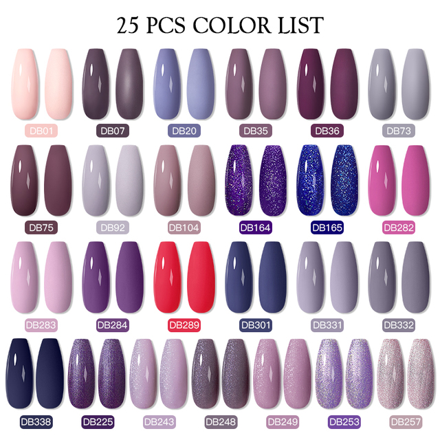 Mtssii 25/60pcs Color Gel Nail Polish Set Glitter Sequins Gel Soak Off UV Gel Semi Permanent Base and Top Coat Nail Art Gel Kits