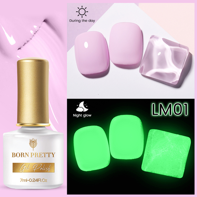 Born Pretty Pink Color Luminous Gel Nail Polish Glow In The Dark Neon Fluorescent Soak Off UV LED Top Coat Semi Permanent Varnish