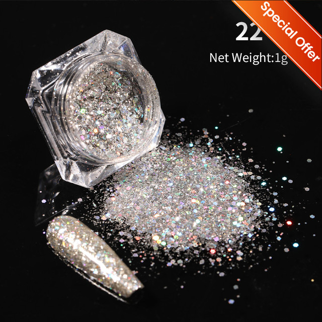 1 Box Nail Chips Sequins Paillette Crystal Nail Glitter Shining Pigment Dust Powder Nail Decoration Manicure Holographic Power