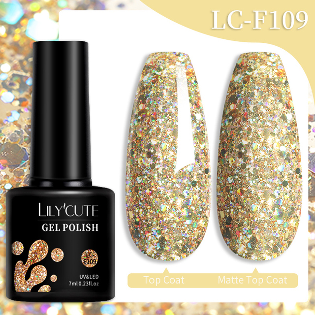 LILYCUTE 7ml Glitter Gel Nail Polish Laser Sequins Soak Off UV Gel Semi Permanent Colored Nails Gel Polish DIY Nail Art Esmalte