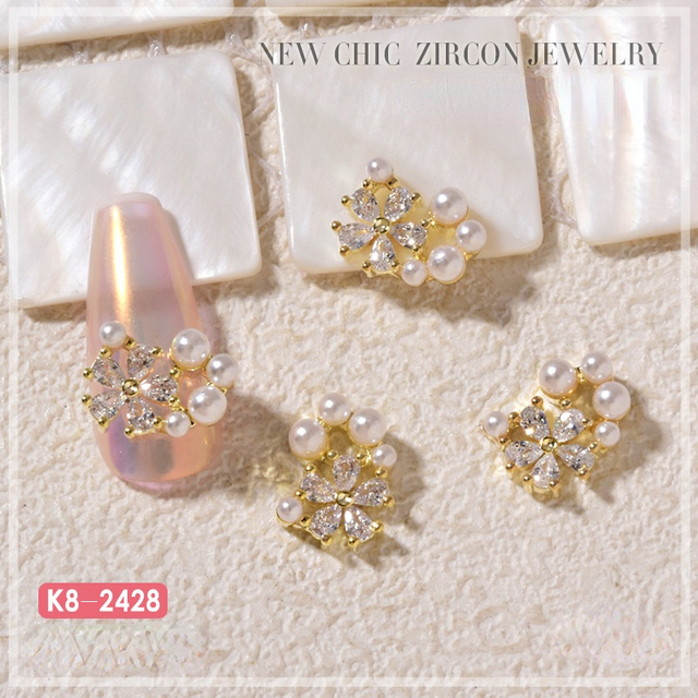 Nail Art Zircon Jewelry Bowknot Pearl Accessories Explosive Flower Color Preserved Decorative Diamond Nail