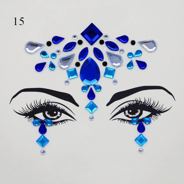 3D Sexy Face Tattoo Stickers Face Decoration Temporary Tattoo Glitter Fake Tattoo Rhinestones for Woman Party Face Jewelry Tattoo